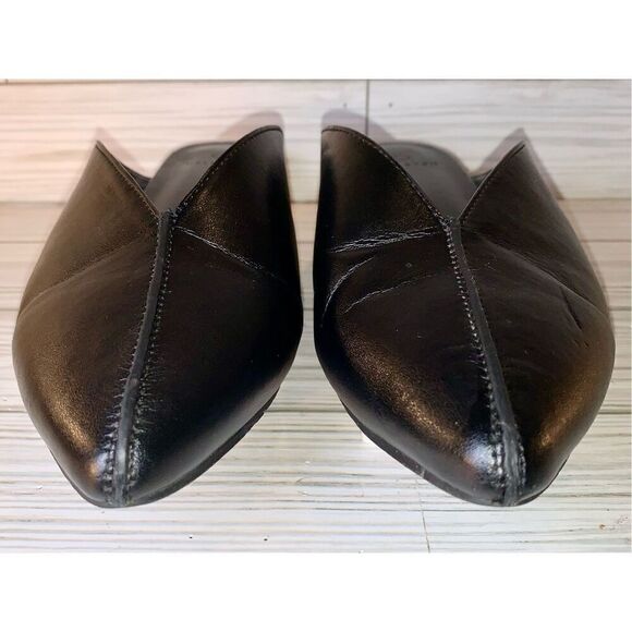 H by Halston Black Vegan Leather Pointed Toed Mules S: 7M - Picture 4 of 8